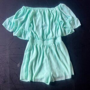 Teal off the Shoulder Flowy Dress